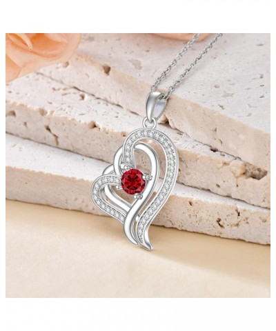 Gifts for Women 925 Sterling Silver Heart Pendant Necklaces Birthstone Necklaces for Women Anniversary Birthday Jewelry Gifts...