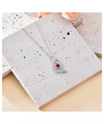 Gifts for Women 925 Sterling Silver Heart Pendant Necklaces Birthstone Necklaces for Women Anniversary Birthday Jewelry Gifts...