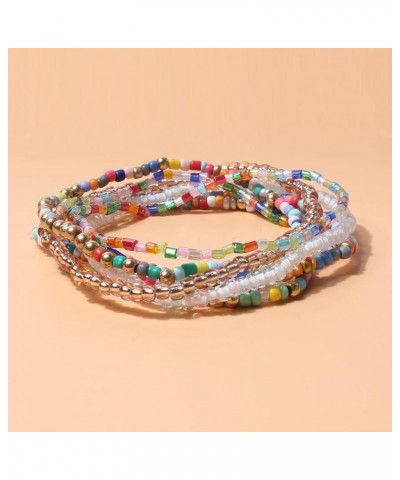 Boheimain Multilayer Crystal Beaded Stackable Stretch Bracelets Handmade Pearl Strand Elestic Colorful Wristbands Wrap for Wo...