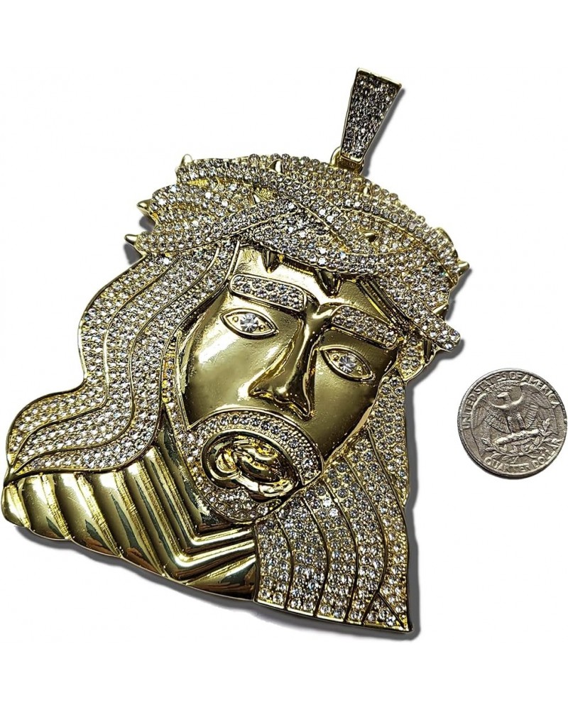 HIP HOP STYLE ICED GOLD SILVER PLATED BLING XXL LARGE JUMBO SIZE JESUS HEAD CHARM PENDANT GOLD $20.25 Pendants