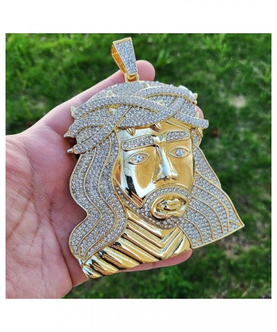 HIP HOP STYLE ICED GOLD SILVER PLATED BLING XXL LARGE JUMBO SIZE JESUS HEAD CHARM PENDANT GOLD $20.25 Pendants