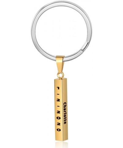 Personalized Keyring for Men Women Custom 3D Vertical Bar Name Keychain Gold $9.49 Necklaces