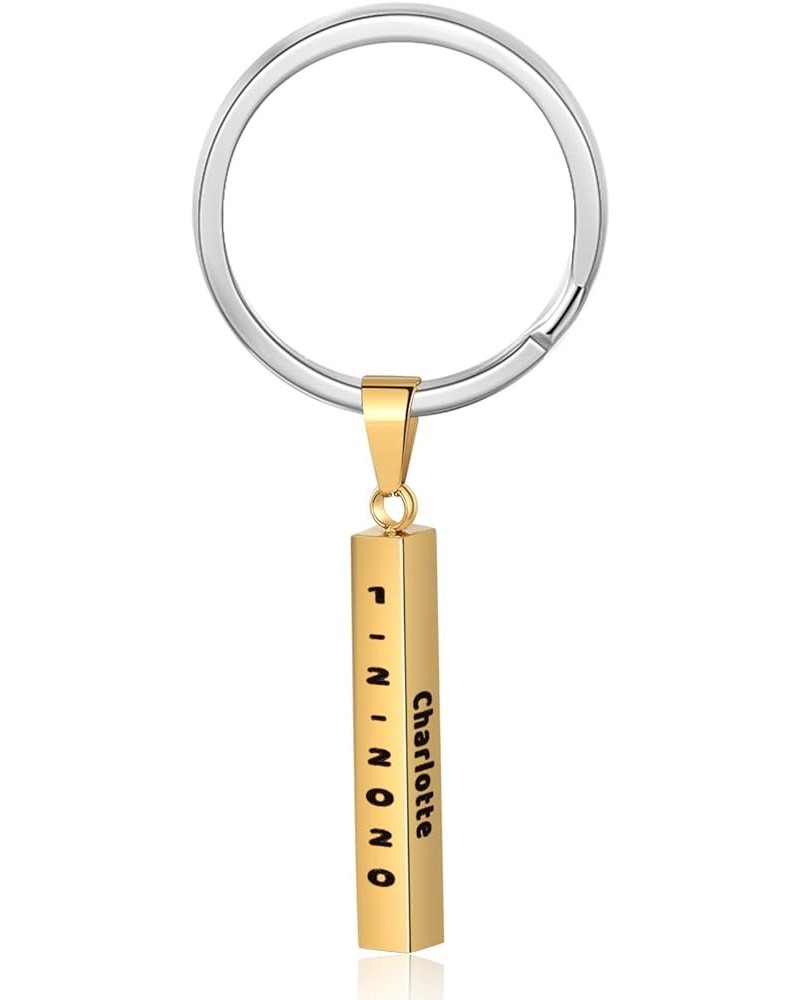 Personalized Keyring for Men Women Custom 3D Vertical Bar Name Keychain Gold $9.49 Necklaces