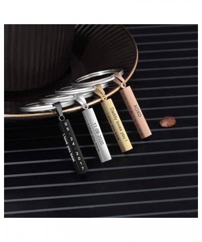 Personalized Keyring for Men Women Custom 3D Vertical Bar Name Keychain Gold $9.49 Necklaces