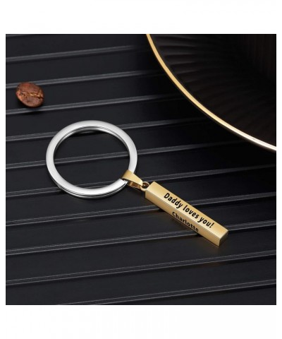 Personalized Keyring for Men Women Custom 3D Vertical Bar Name Keychain Gold $9.49 Necklaces