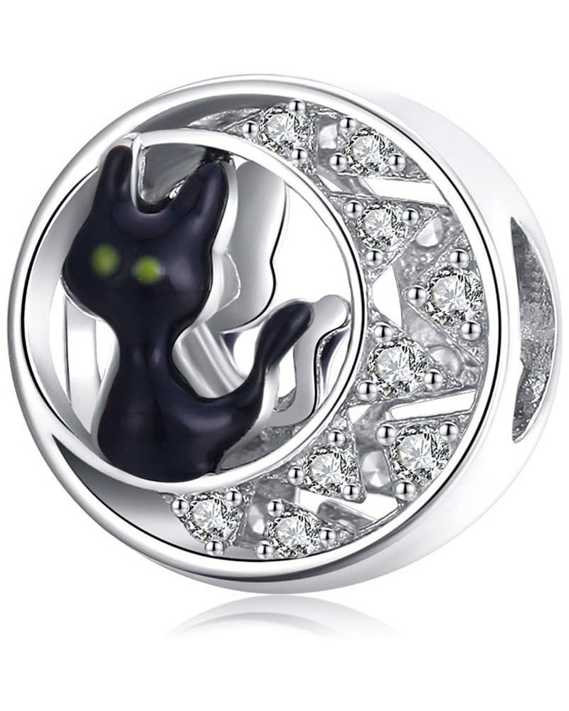 Halloween Pumpkin Charms Black Cat Ghost Castle Charm Sterling Silver 925 Halloween Horror Vintage Enamel Spacer Beads for Br...