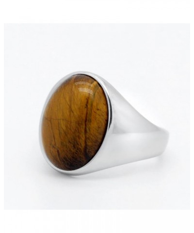 S925 Sterling Silver Black Natural Agate Stone Brown Tiger Eye Stone Men's Ring Türkiye Handmade Agate Jewelry Luxury Ring fo...