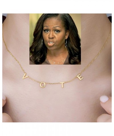 925 Sterling Silver Michelle Obama Vote Necklace Initial Pendant Spaced Letter Necklaces 2020 Gifts for Women Michelle Obama ...