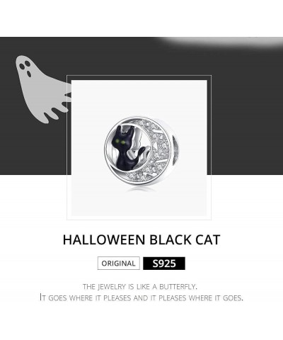 Halloween Pumpkin Charms Black Cat Ghost Castle Charm Sterling Silver 925 Halloween Horror Vintage Enamel Spacer Beads for Br...