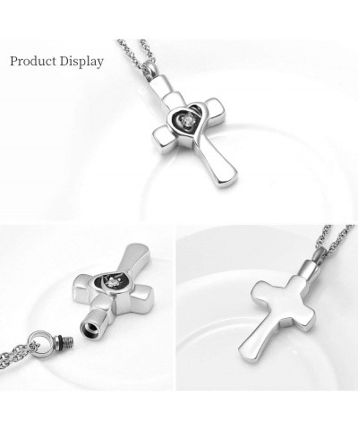 Cross Cremation Urn Pendant Necklace for Ashes Stainless Steel Cremation Keepsake Ashes Jewelry Free 20 Inch Chain+Fill Kit S...