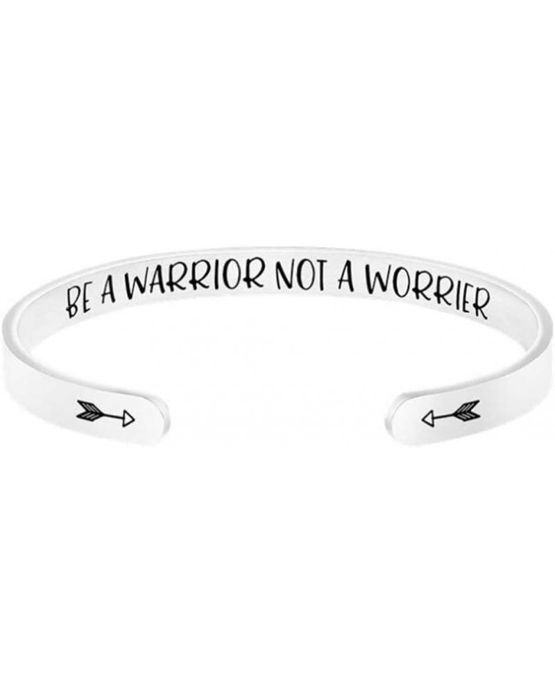 Stainless Steel Inspirational Encouragement Graduation School Open Cuff Bangle Bracelet Be a warrior not a worrier $8.09 Brac...