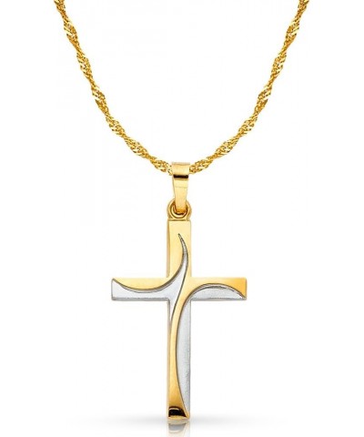 14K Two Tone Gold Cross Charm Pendant with 1.2mm Singapore Chain Necklace 20.0 Inches $114.30 Necklaces