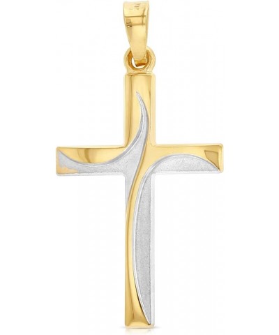 14K Two Tone Gold Cross Charm Pendant with 1.2mm Singapore Chain Necklace 20.0 Inches $114.30 Necklaces