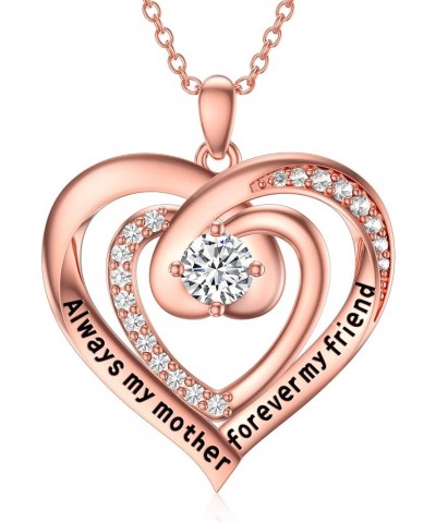 WTYIM 18K Rose Gold Heart Necklace for Women, 925 Sterling Silver Heart Pendant Jewelry Birthday Gift for Her Wife Mom Girlfr...