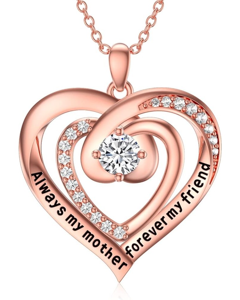 WTYIM 18K Rose Gold Heart Necklace for Women, 925 Sterling Silver Heart Pendant Jewelry Birthday Gift for Her Wife Mom Girlfr...