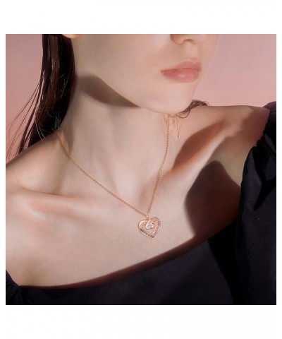 WTYIM 18K Rose Gold Heart Necklace for Women, 925 Sterling Silver Heart Pendant Jewelry Birthday Gift for Her Wife Mom Girlfr...