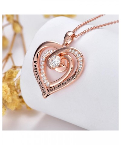 WTYIM 18K Rose Gold Heart Necklace for Women, 925 Sterling Silver Heart Pendant Jewelry Birthday Gift for Her Wife Mom Girlfr...