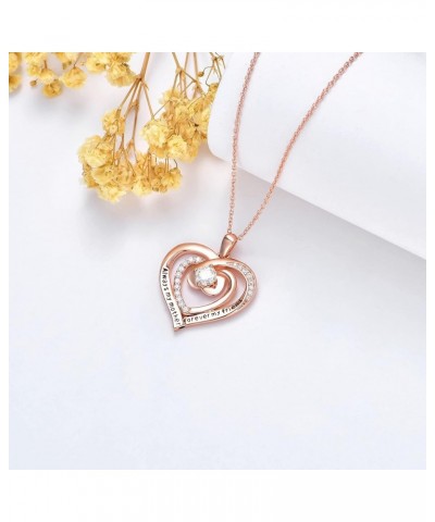 WTYIM 18K Rose Gold Heart Necklace for Women, 925 Sterling Silver Heart Pendant Jewelry Birthday Gift for Her Wife Mom Girlfr...