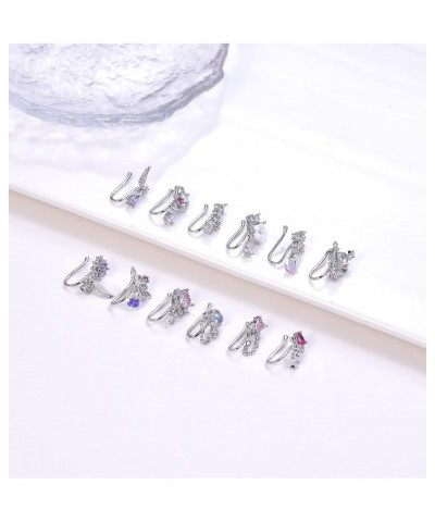 12Pcs Fake Nose Ring for Women Dangling Nose Cuffs Faux Clip on Nose Ring for Non Pierced Nose B: Silver Tone $11.39 Body Jew...