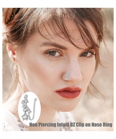 12Pcs Fake Nose Ring for Women Dangling Nose Cuffs Faux Clip on Nose Ring for Non Pierced Nose B: Silver Tone $11.39 Body Jew...