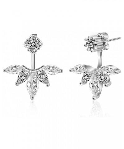 Ear Jacket Earrings Cubic Zirconia Bridal Front Back Earrings Stud Earrings for Women $12.74 Earrings