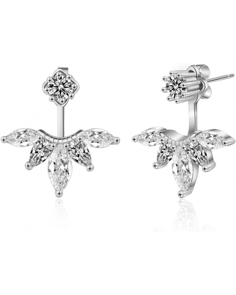 Ear Jacket Earrings Cubic Zirconia Bridal Front Back Earrings Stud Earrings for Women $12.74 Earrings