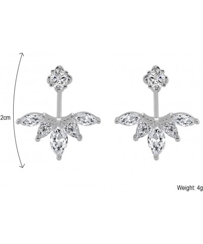 Ear Jacket Earrings Cubic Zirconia Bridal Front Back Earrings Stud Earrings for Women $12.74 Earrings