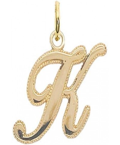 Solid 14k Gold Personalized Cursive-Style"A-Z" Initial Pendant (Size S/M/L) Small (K) yellow-gold $66.70 Pendants