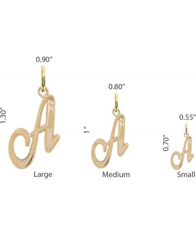 Solid 14k Gold Personalized Cursive-Style"A-Z" Initial Pendant (Size S/M/L) Small (K) yellow-gold $66.70 Pendants