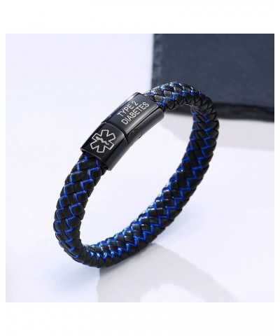 Blue Braided Leather Medical Symbol Caduceus with Magnetic Clasp Cuff Wristband Bracelet,6.9/7.5/8.5 7.5 Inches-Style 1 Symbo...