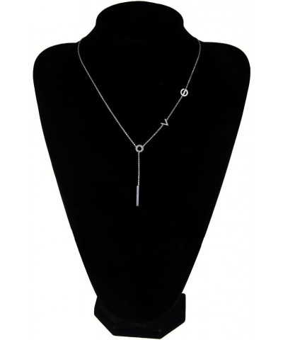 Women's Stainless Steel Love Y Shaped Necklace Circle Lariat Necklace (nl005577) Silver $9.00 Necklaces