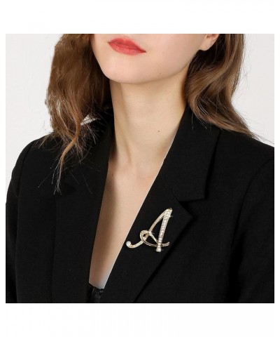 Temperament Fashion Elegant 26 Initial Rhinestone Brooch for Women Gold Brooch for Women A Z 26 Name Plate A $6.47 Brooches &...