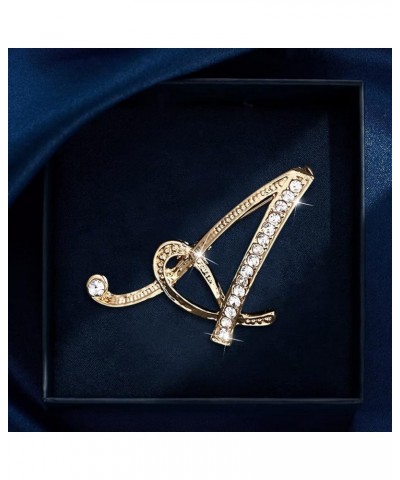 Temperament Fashion Elegant 26 Initial Rhinestone Brooch for Women Gold Brooch for Women A Z 26 Name Plate A $6.47 Brooches &...