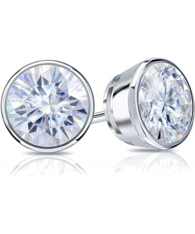 14k Gold Round Moissanite Stud Earrings (1 to 7ct TGW, G-H) Bezel-set, Push-Back White Gold 2.0 carats $223.48 Earrings