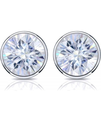 14k Gold Round Moissanite Stud Earrings (1 to 7ct TGW, G-H) Bezel-set, Push-Back White Gold 2.0 carats $223.48 Earrings