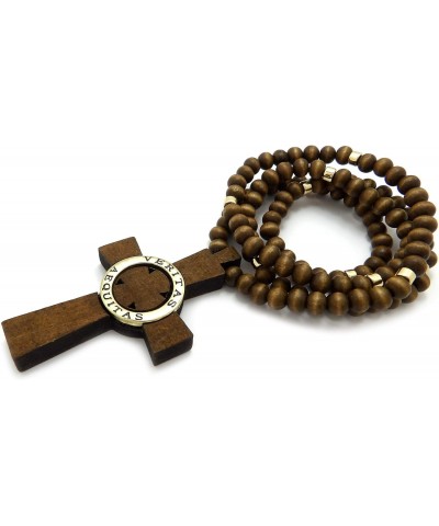 New Veritas Aequitas Cross Pendant 8mm/30" Wooden Chain Fashion Necklace WRC29 (Brown/Gold) $11.73 Necklaces