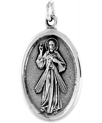 Sterling Silver Resurrection of Jesus Medal Necklace Oxidized finish Oval 1.8mm Chain 18-inch $18.98 Necklaces