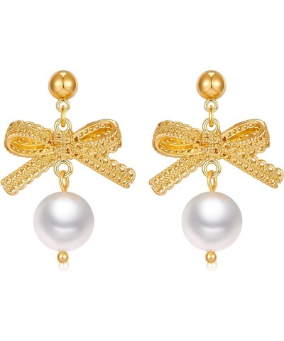 Gold Bow Stud Earrings for Women Fashion Jewelry Gift gold-6 $8.66 Earrings