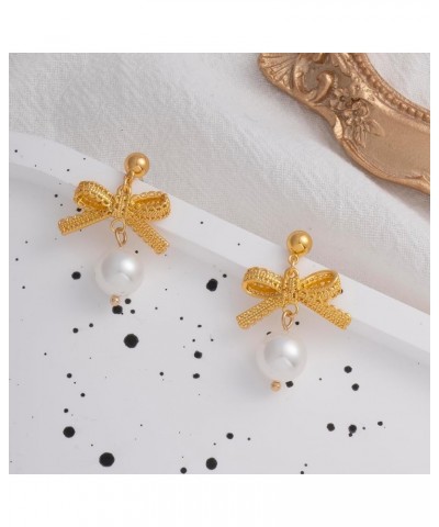 Gold Bow Stud Earrings for Women Fashion Jewelry Gift gold-6 $8.66 Earrings