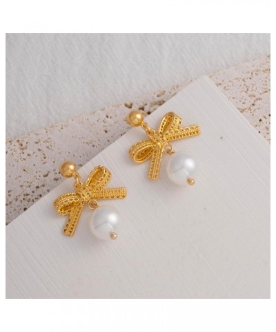 Gold Bow Stud Earrings for Women Fashion Jewelry Gift gold-6 $8.66 Earrings