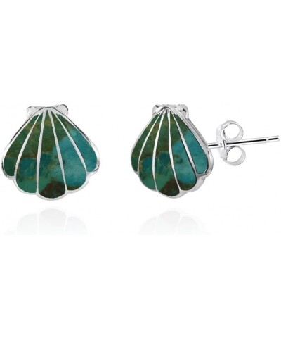 Sterling Silver Abalone or Simulated Turquoise Seashell Stud Earrings Simulated Turquoise $12.00 Earrings