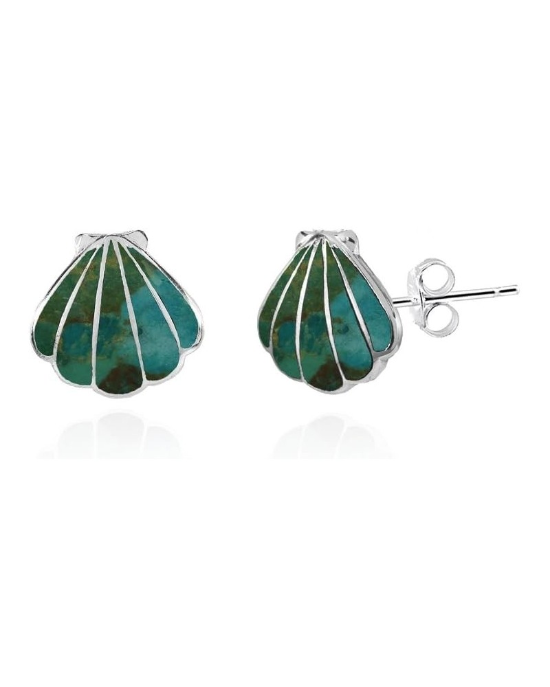 Sterling Silver Abalone or Simulated Turquoise Seashell Stud Earrings Simulated Turquoise $12.00 Earrings