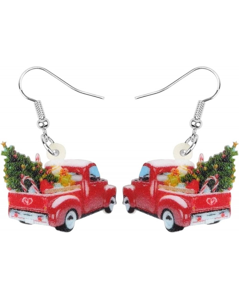 Acrylic Christmas Truck Tree Garland Earrings Drop Dangle Jewelry For Women Kids Teens Festival Gifts Red $7.14 Earrings