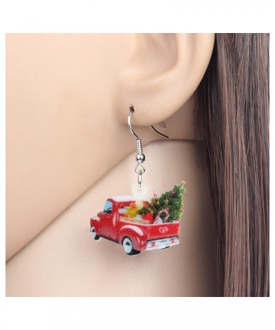 Acrylic Christmas Truck Tree Garland Earrings Drop Dangle Jewelry For Women Kids Teens Festival Gifts Red $7.14 Earrings