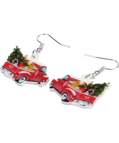 Acrylic Christmas Truck Tree Garland Earrings Drop Dangle Jewelry For Women Kids Teens Festival Gifts Red $7.14 Earrings