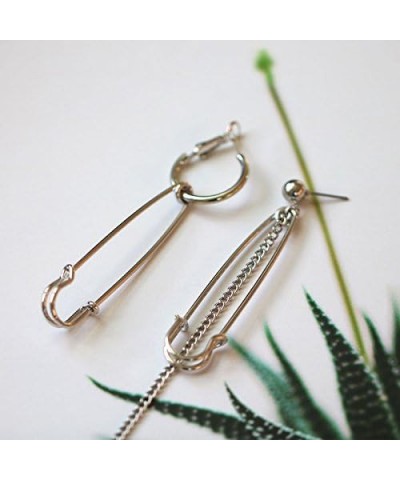 Fashion Long Tassel Asymmetric Safety Pin Chain U Shaped Drop Earring Exaggerate Dangle Earrings For Women Men Punk Jewelry S...