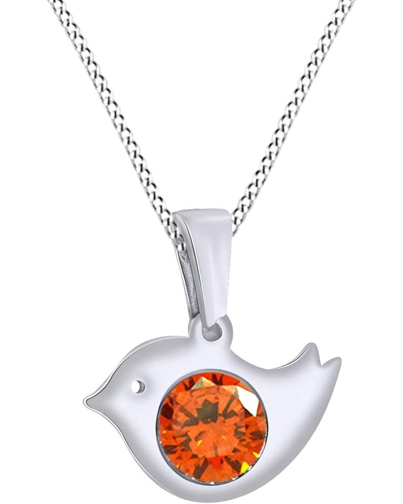 14K Gold Over Sterling Silver Bird Pendant Necklace Citrine white-gold-plated-silver $25.95 Necklaces