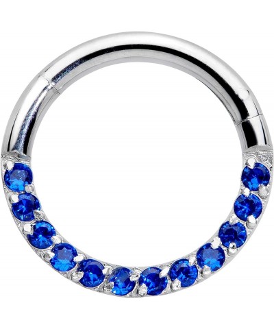 Womens 16G Steel Hinged Segment Ring Seamless Cartilage Septum Accent Nose Hoop 5/16" Blue $13.51 Body Jewelry