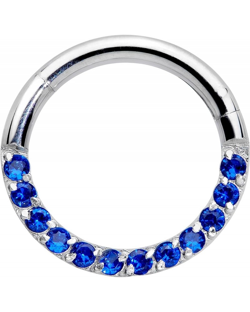 Womens 16G Steel Hinged Segment Ring Seamless Cartilage Septum Accent Nose Hoop 5/16" Blue $13.51 Body Jewelry