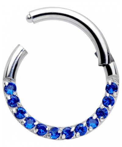 Womens 16G Steel Hinged Segment Ring Seamless Cartilage Septum Accent Nose Hoop 5/16" Blue $13.51 Body Jewelry